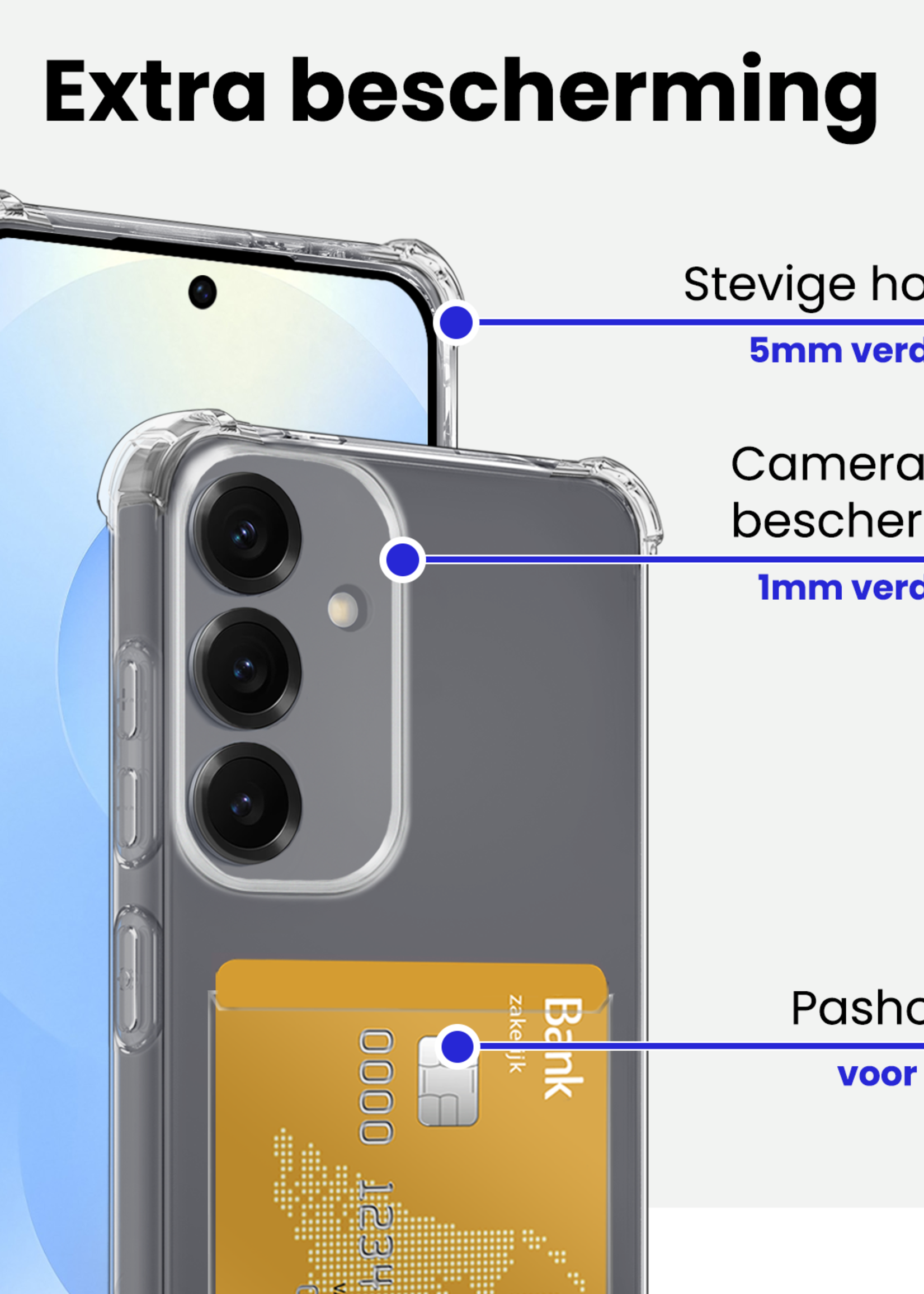 BTH BTH Samsung Galaxy S25 FE Hoesje Pashouder Met 2x Screenprotector