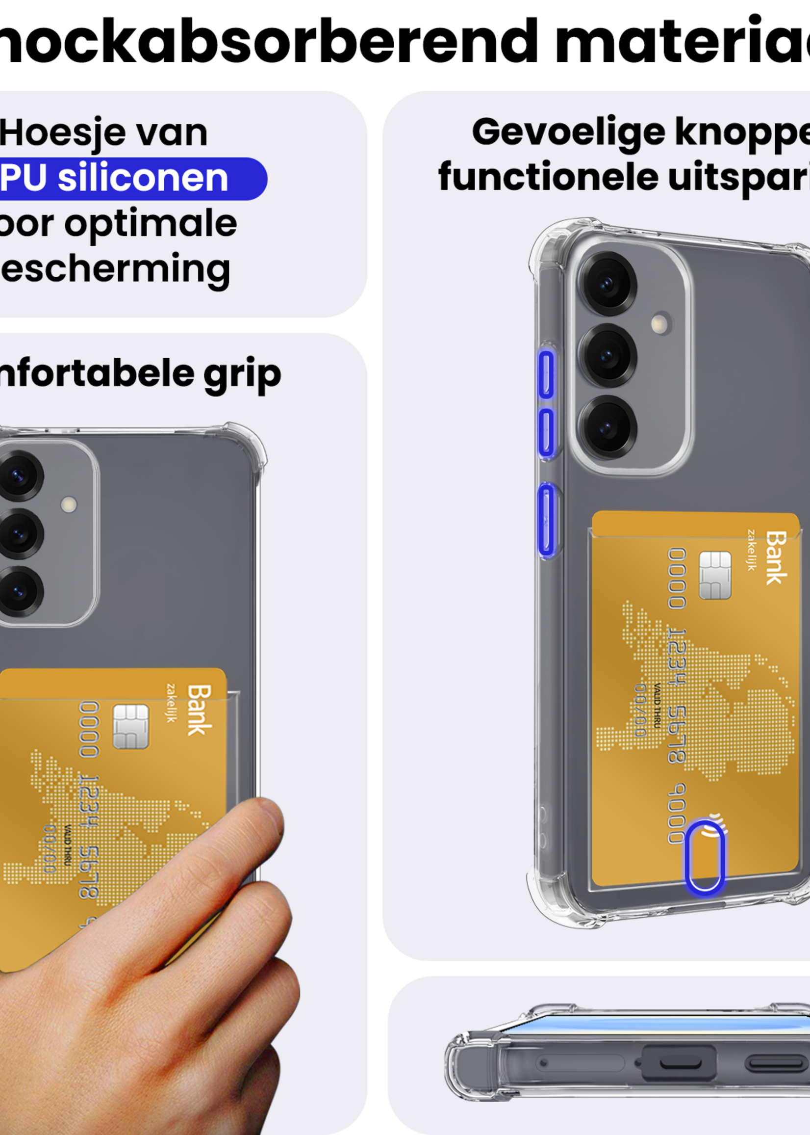 BTH BTH Samsung Galaxy S25 FE Hoesje Pashouder Met 2x Screenprotector