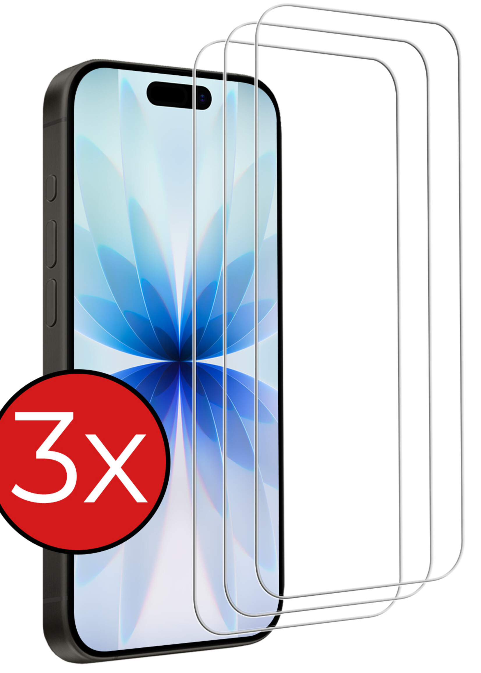 BTH BTH iPhone 17 Screenprotector Glas Met Dichte Notch - 3 PACK