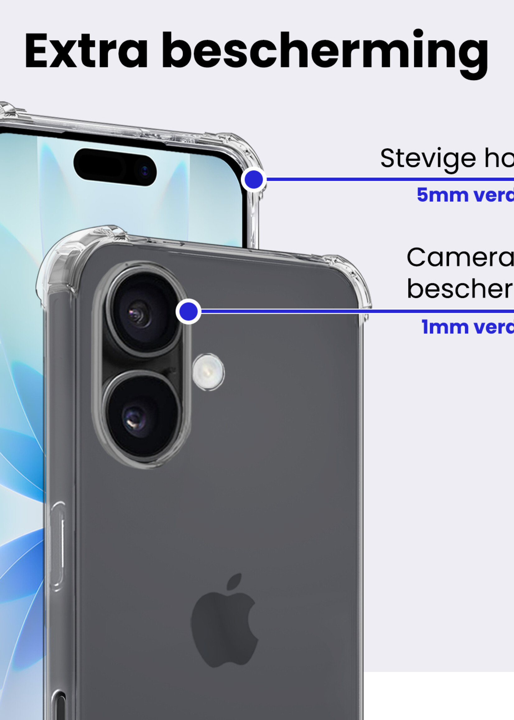 BTH BTH iPhone 17 Hoesje Shockproof - Transparant - 2 PACK