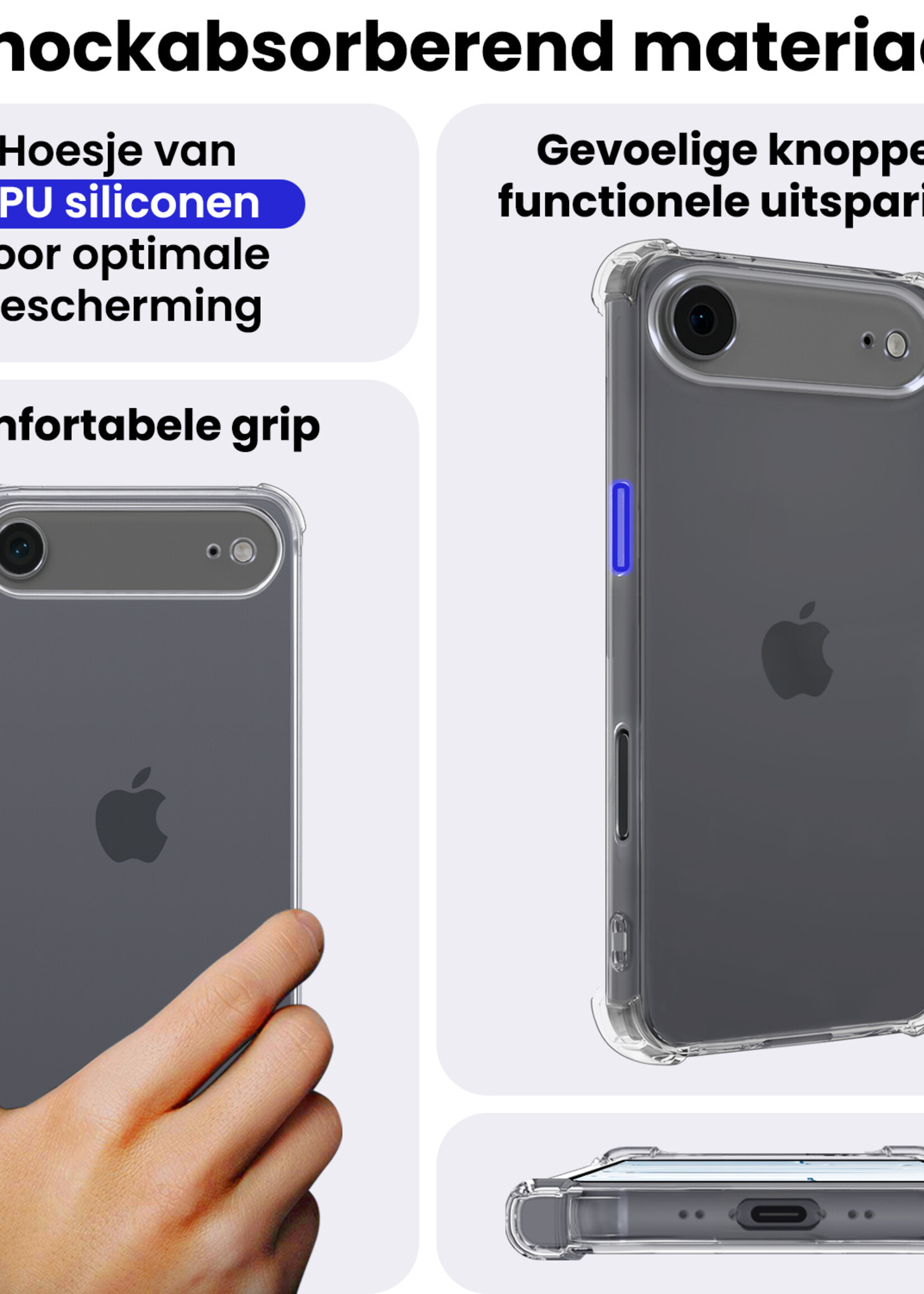 BTH BTH iPhone Air Hoesje Shockproof Met 2x Screenprotector Met Dichte Notch