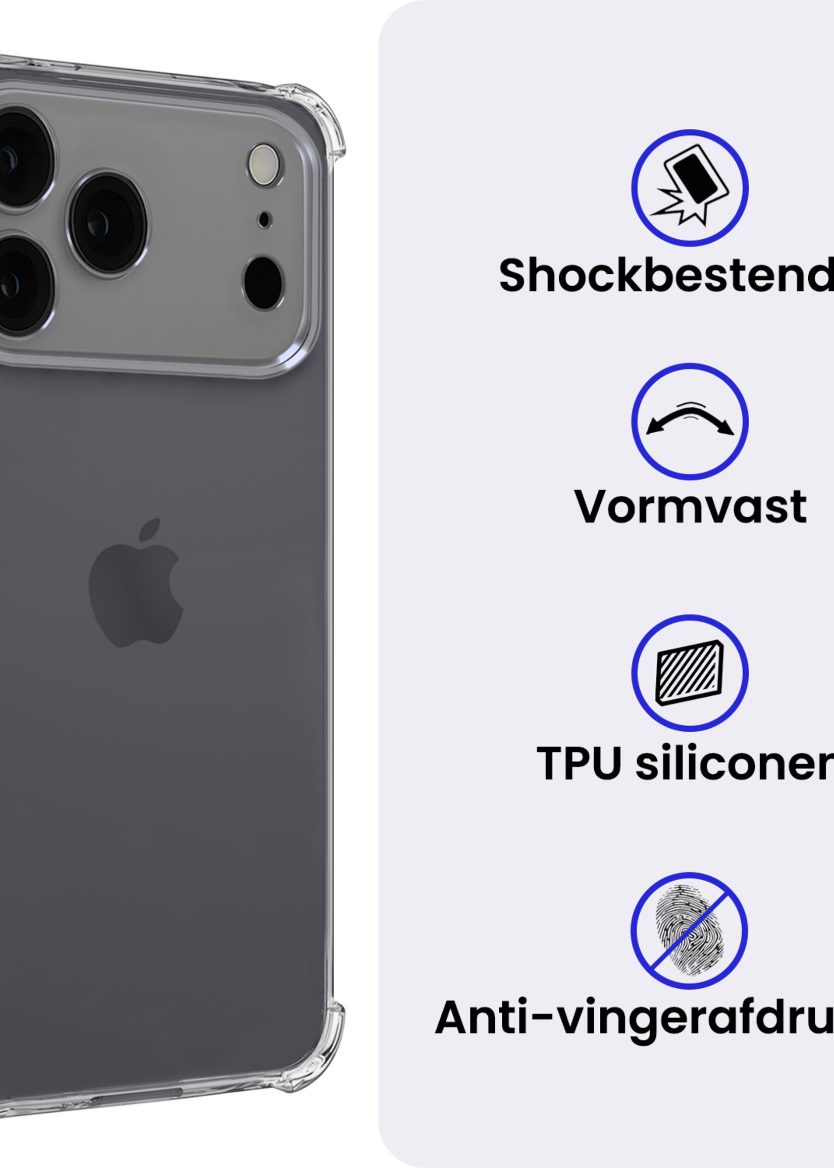 BTH BTH iPhone 17 Pro Max Hoesje Shockproof Met Screenprotector Met Dichte Notch