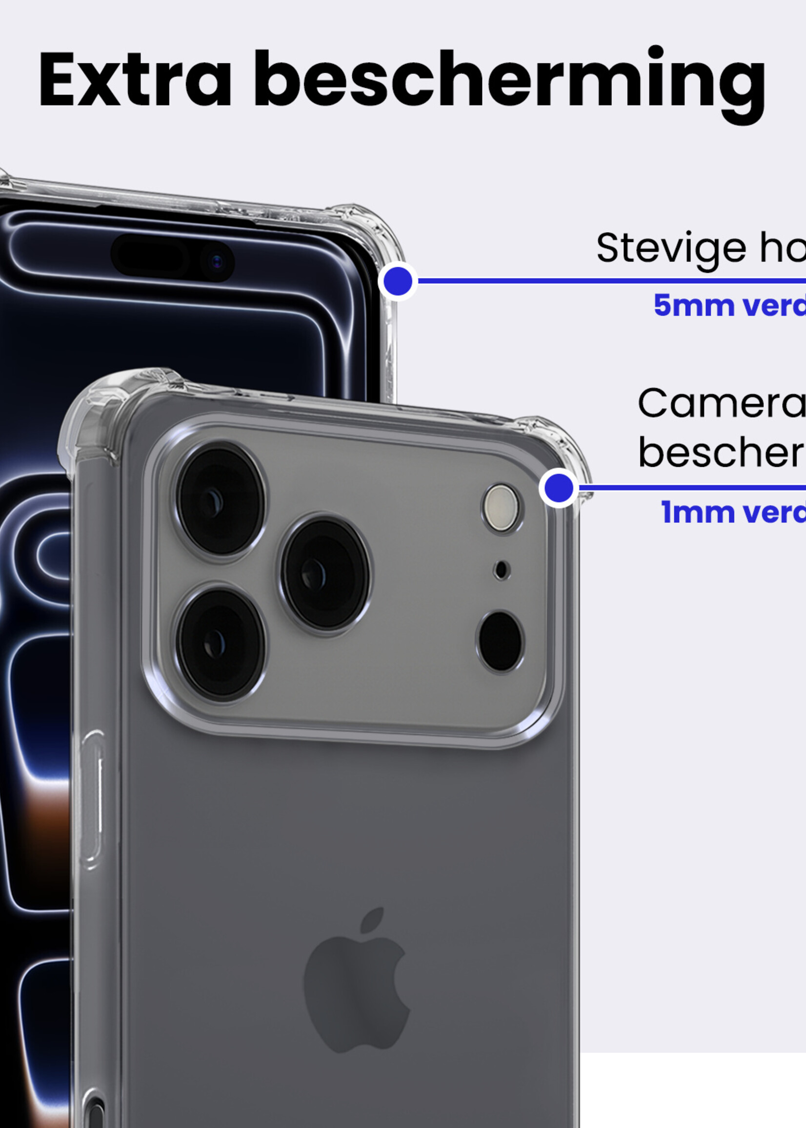BTH BTH iPhone 17 Pro Max Hoesje Shockproof Met Screenprotector Met Dichte Notch