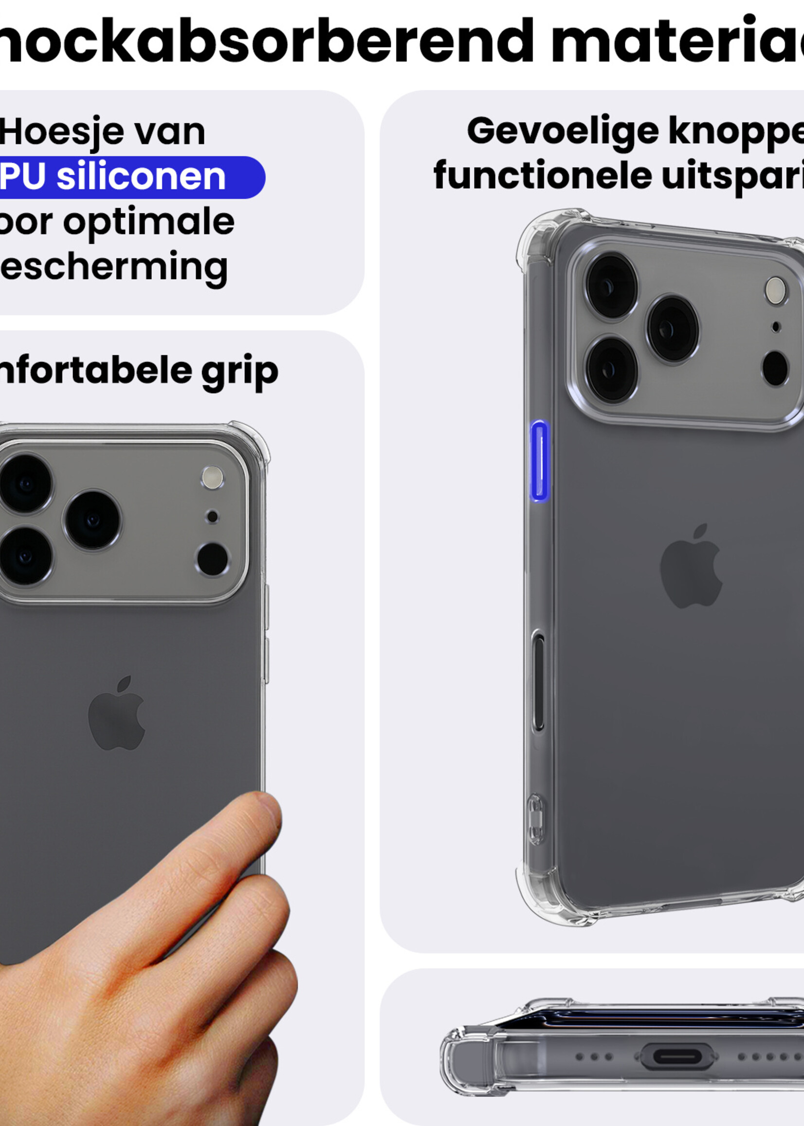 BTH BTH iPhone 17 Pro Max Hoesje Shockproof Met Screenprotector Met Dichte Notch