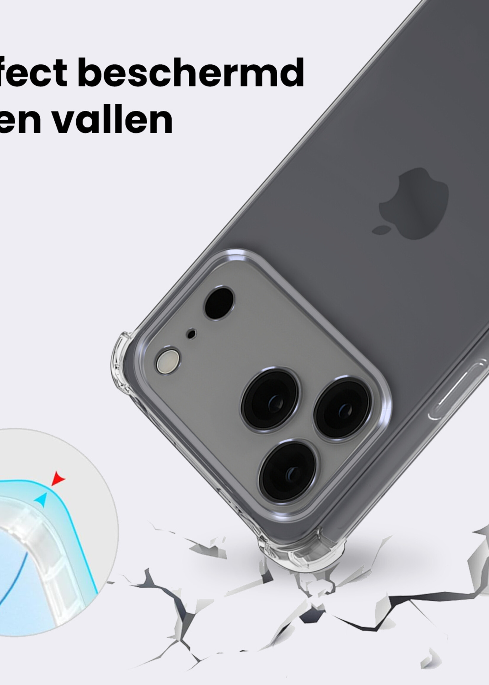 BTH BTH iPhone 17 Pro Max Hoesje Shockproof Met 2x Screenprotector Met Dichte Notch
