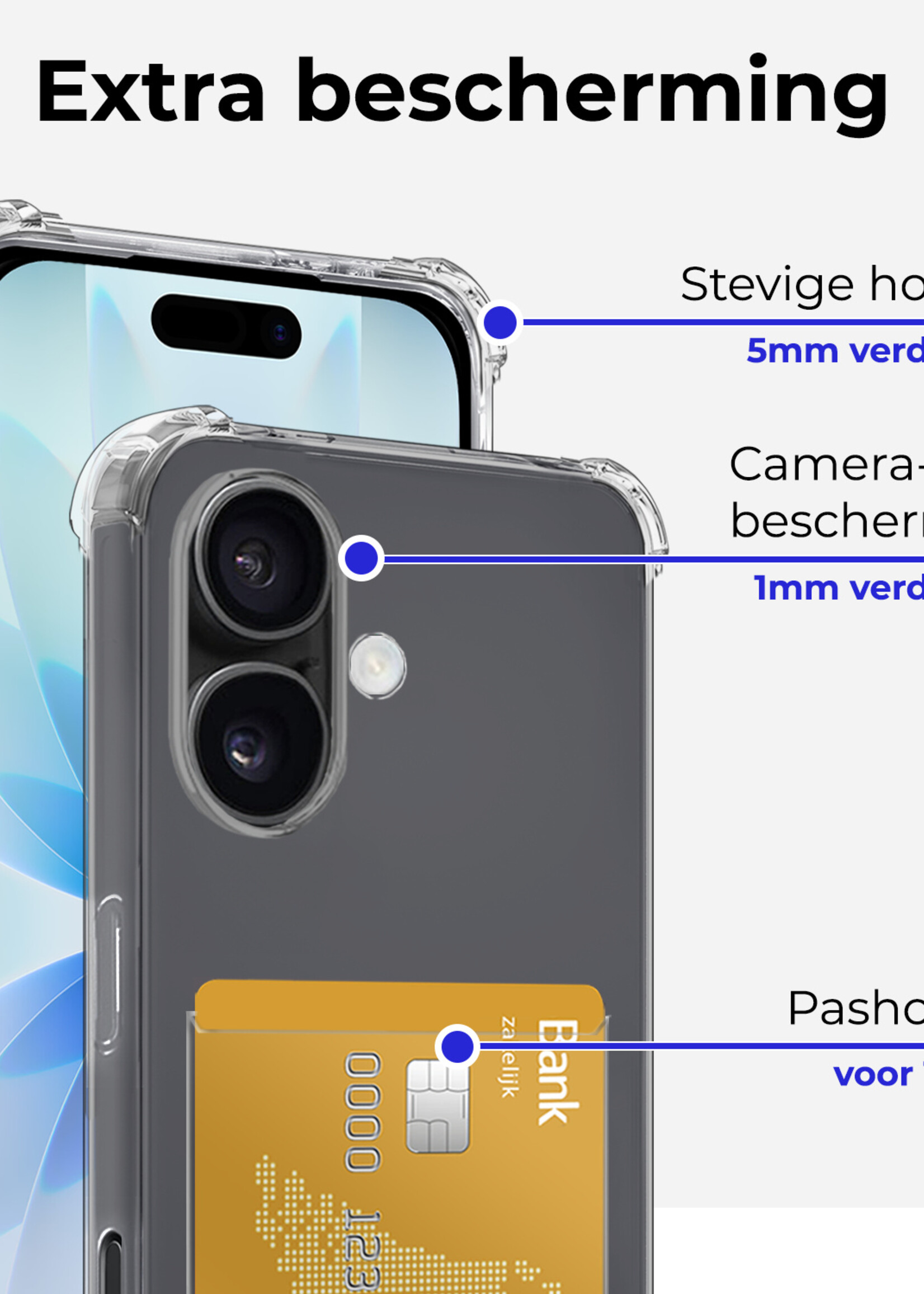 BTH BTH iPhone 17 Hoesje Pashouder Met Screenprotector