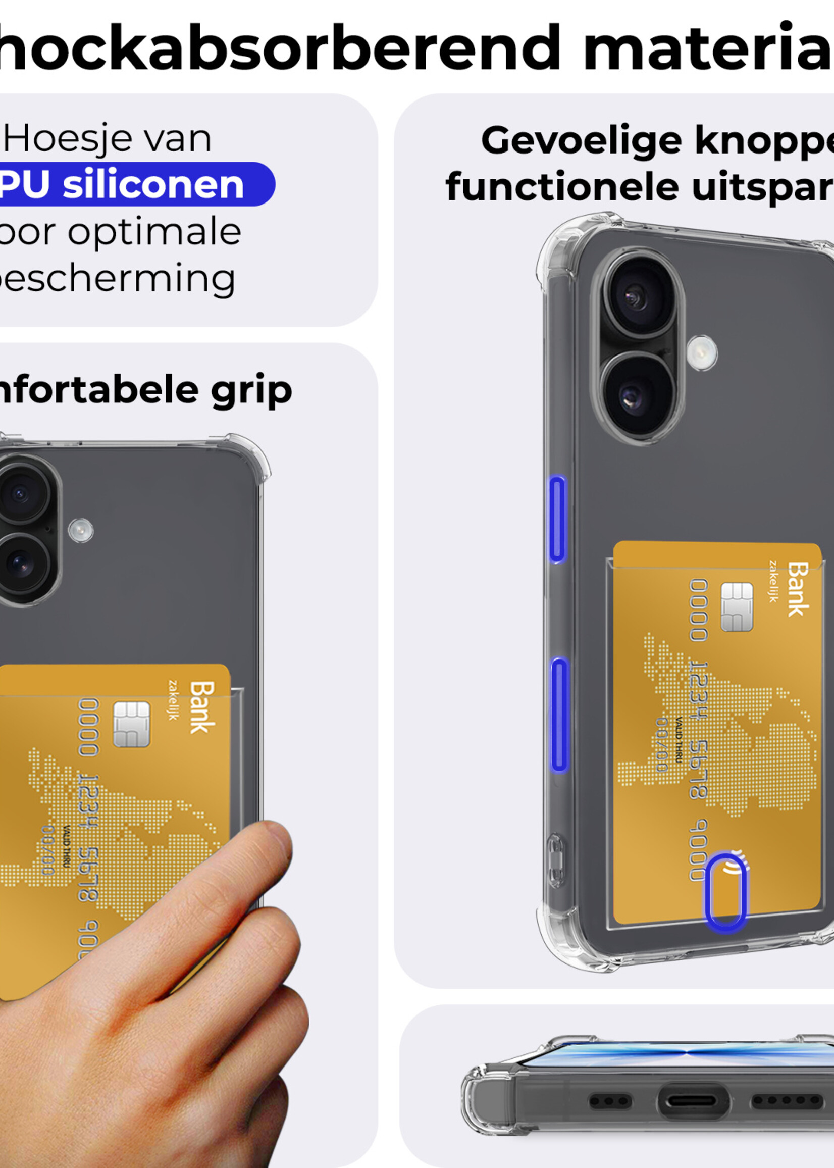 BTH BTH iPhone 17 Hoesje Pashouder Met 2x Screenprotector