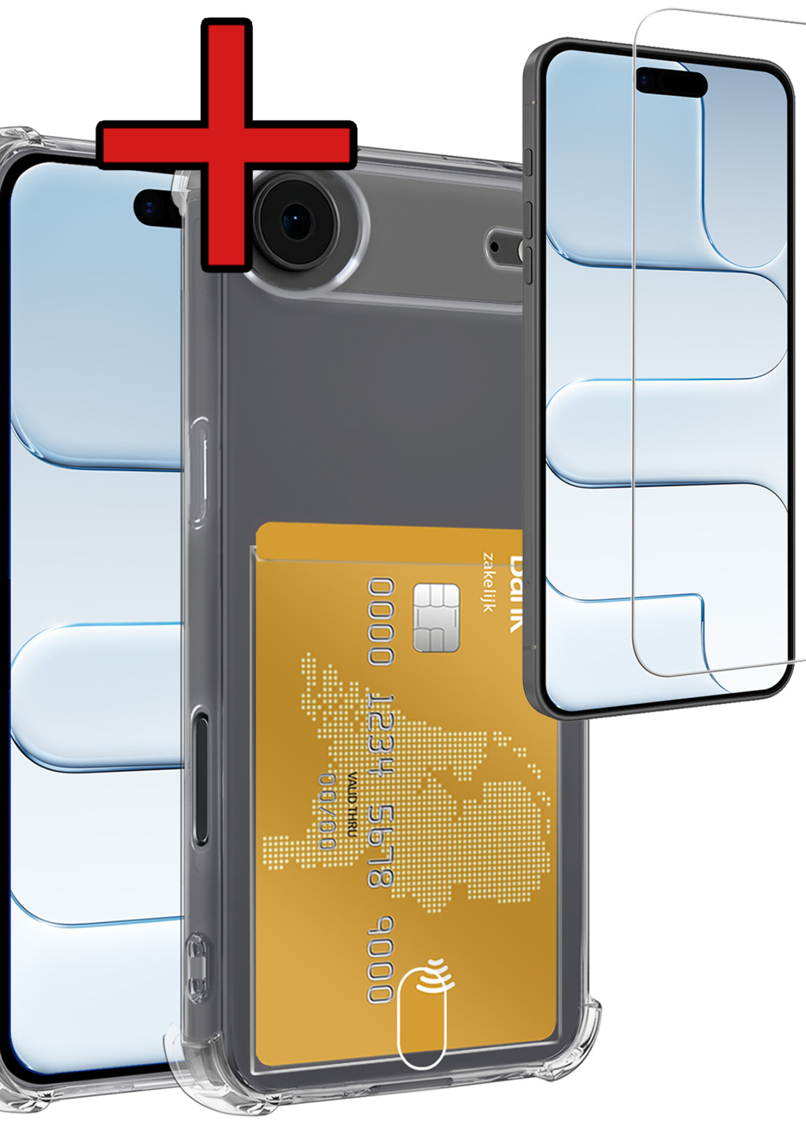 BTH BTH iPhone Air Hoesje Pashouder Met Screenprotector