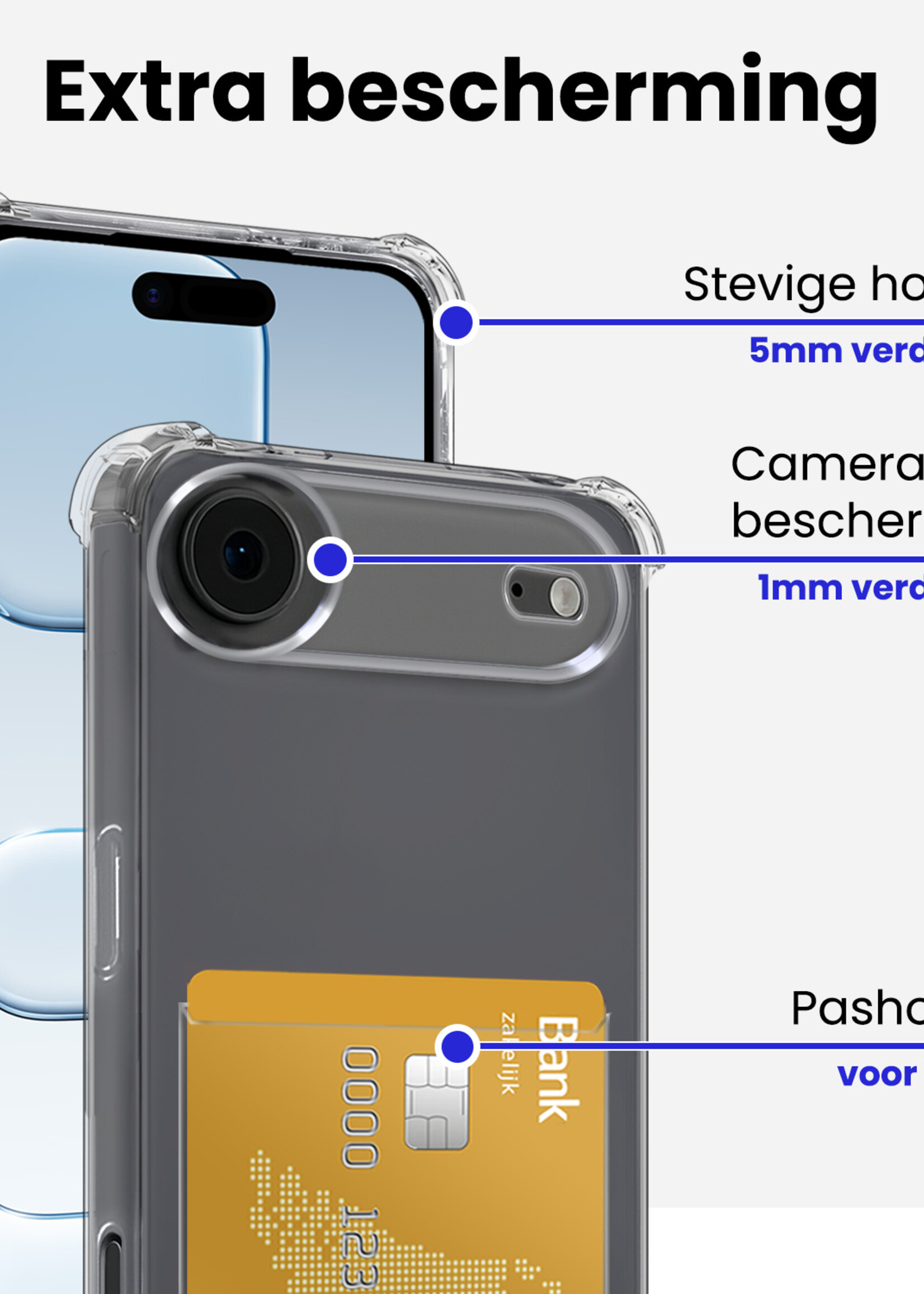 BTH BTH iPhone Air Hoesje Pashouder Met Screenprotector