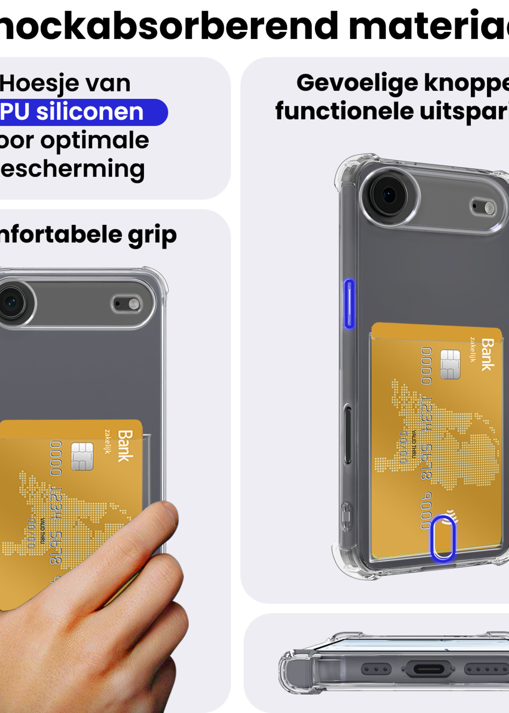 BTH BTH iPhone Air Hoesje Pashouder Met 2x Screenprotector