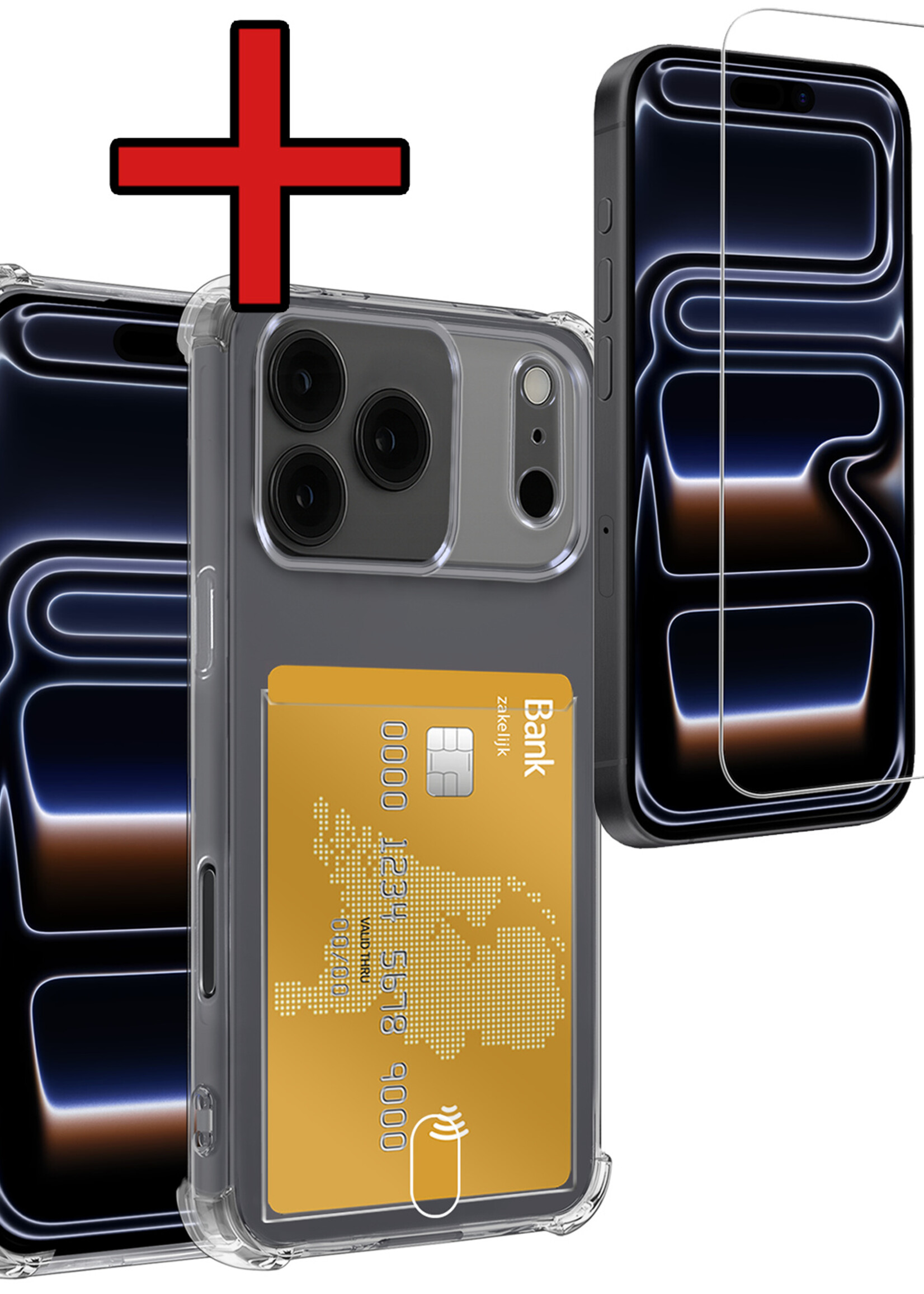 BTH BTH iPhone 17 Pro Hoesje Pashouder Met Screenprotector