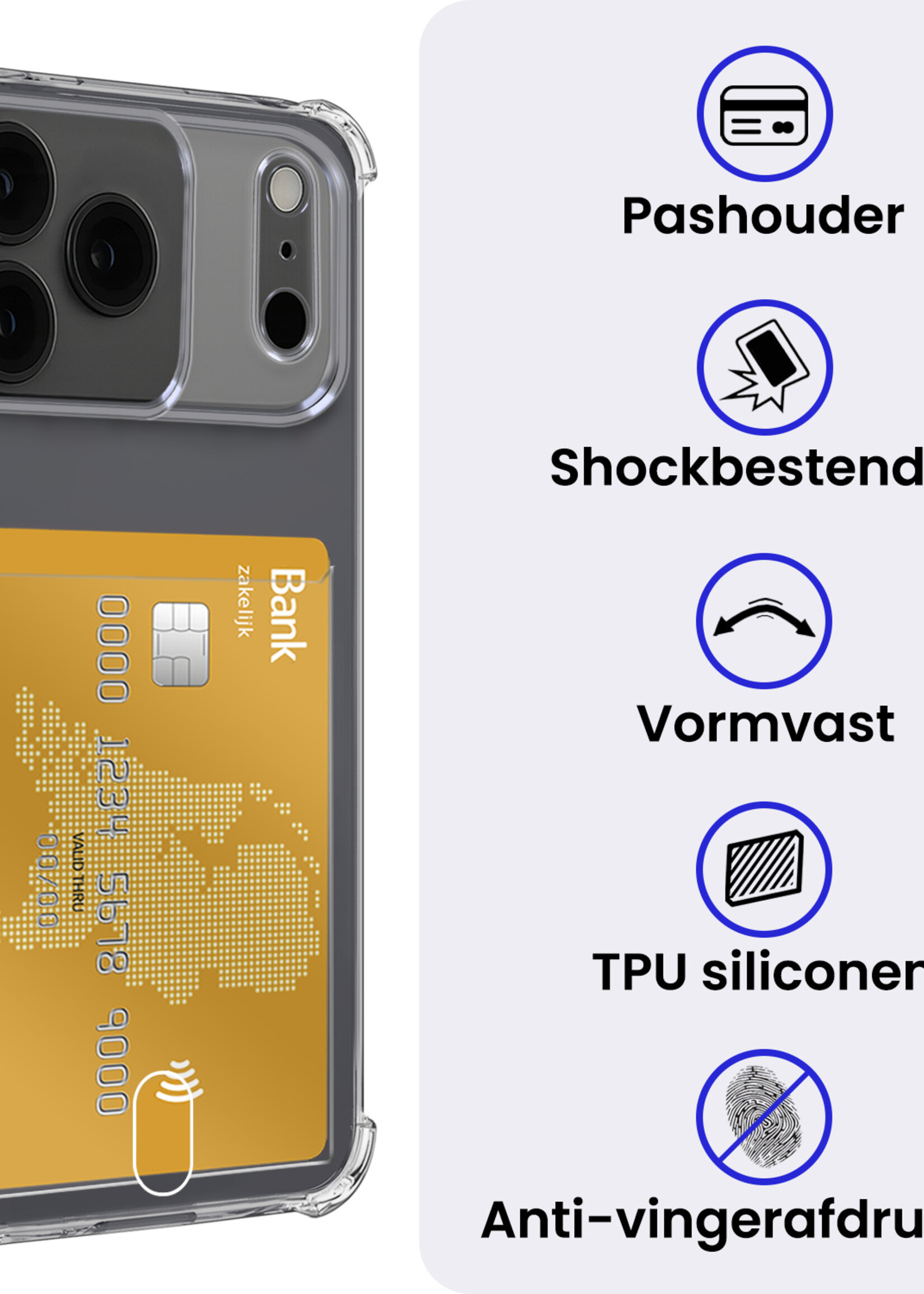 BTH BTH iPhone 17 Pro Hoesje Pashouder Met Screenprotector