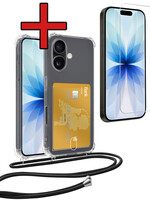 BTH BTH iPhone 17 Hoesje Pashouder met Koord Met Screenprotector