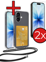 BTH BTH iPhone 17 Hoesje Pashouder met Koord Met 2x Screenprotector