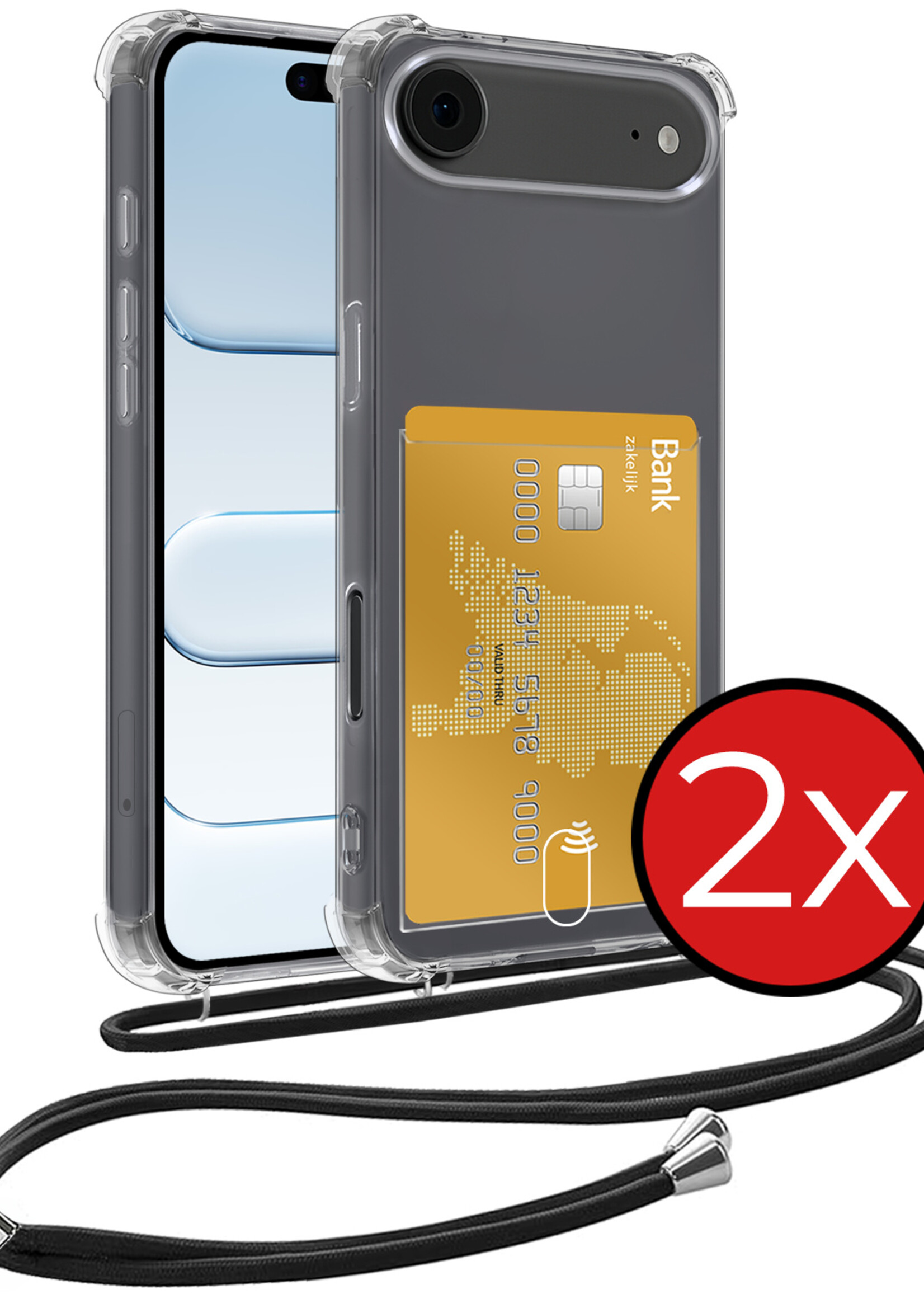 BTH BTH iPhone Air Hoesje Pashouder met Koord - 2 PACK