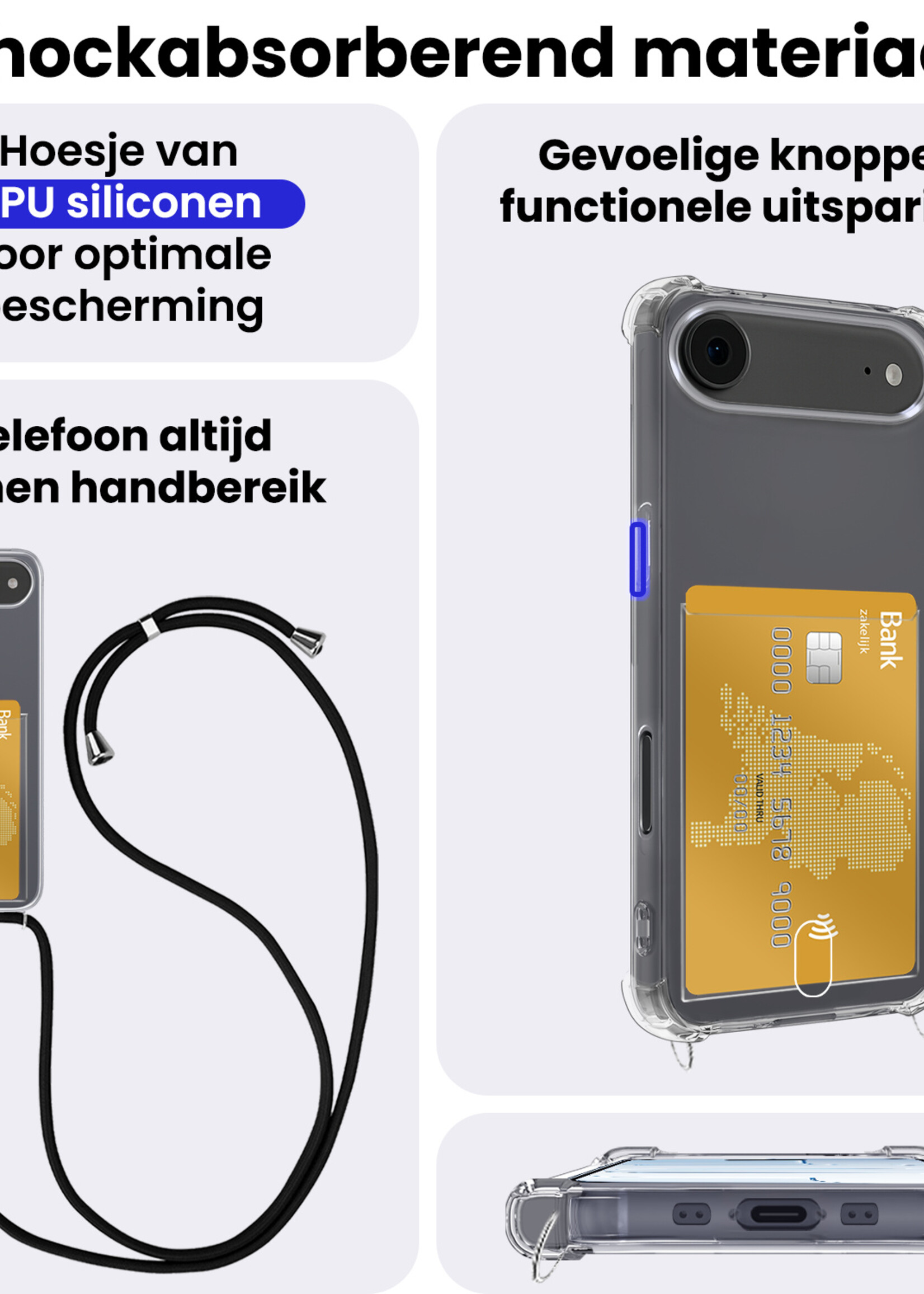 BTH BTH iPhone Air Hoesje Pashouder met Koord - 2 PACK