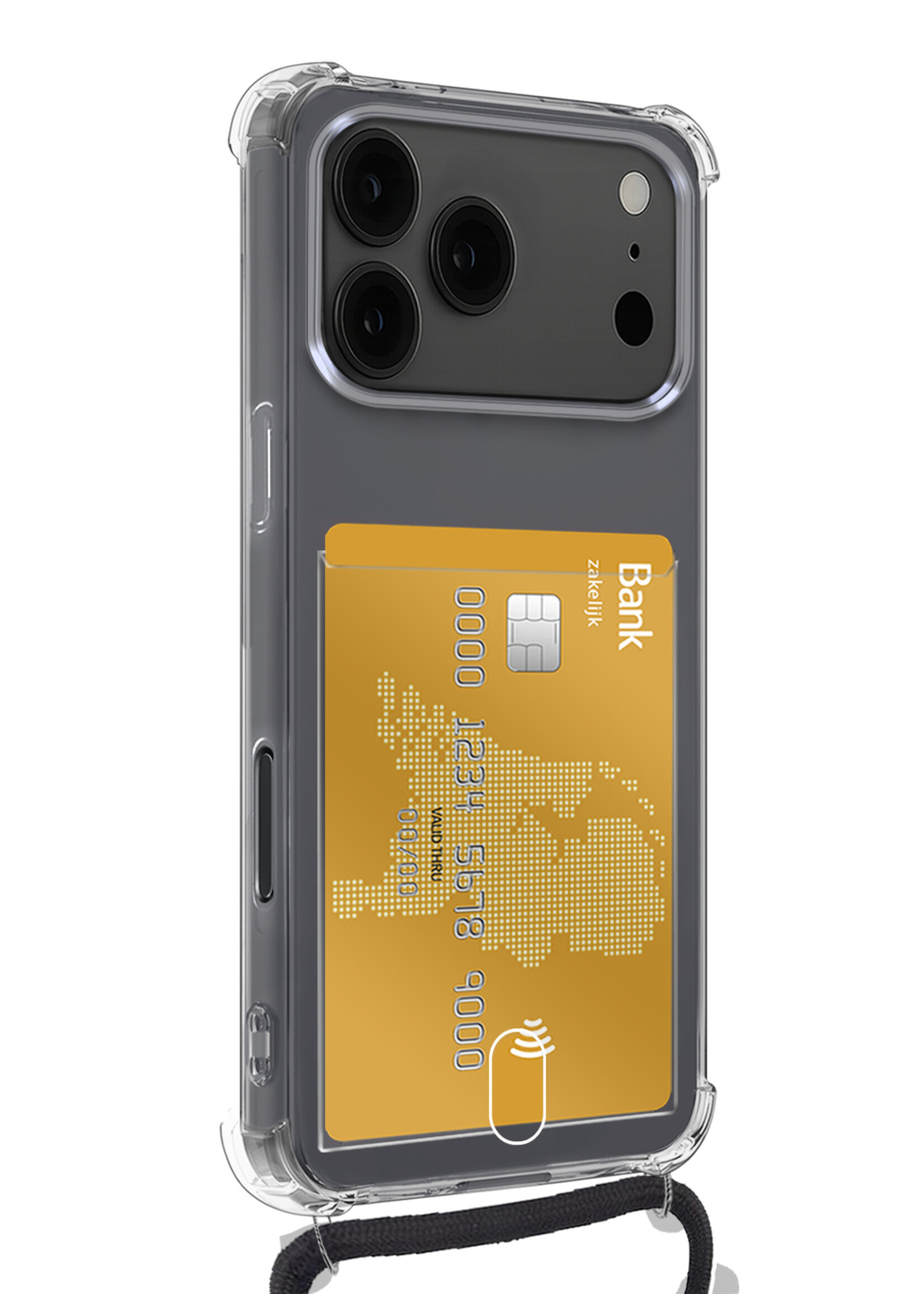 BTH BTH iPhone 17 Pro Hoesje Pashouder met Koord - 2 PACK