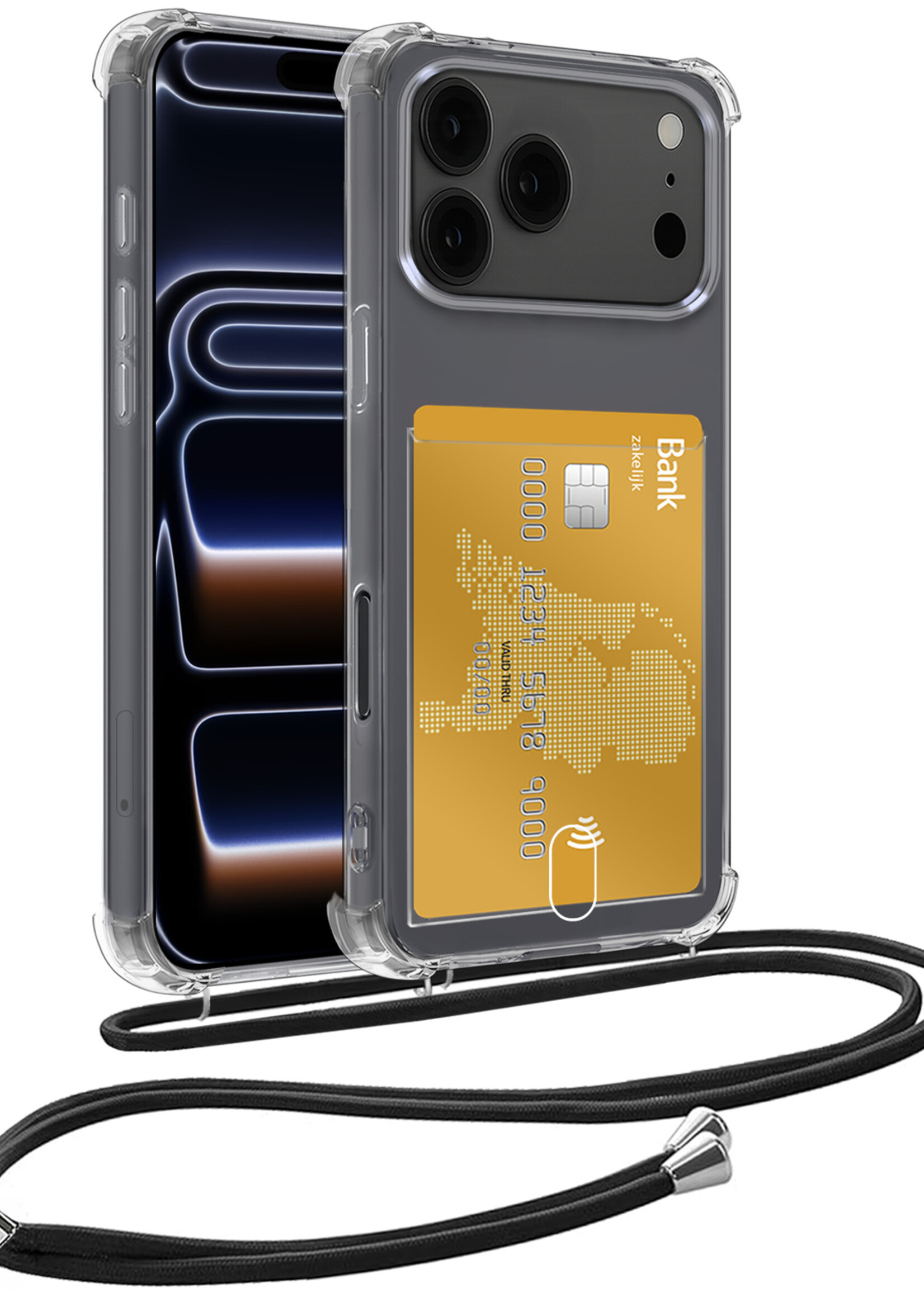 BTH BTH iPhone 17 Pro Max Hoesje Pashouder met Koord