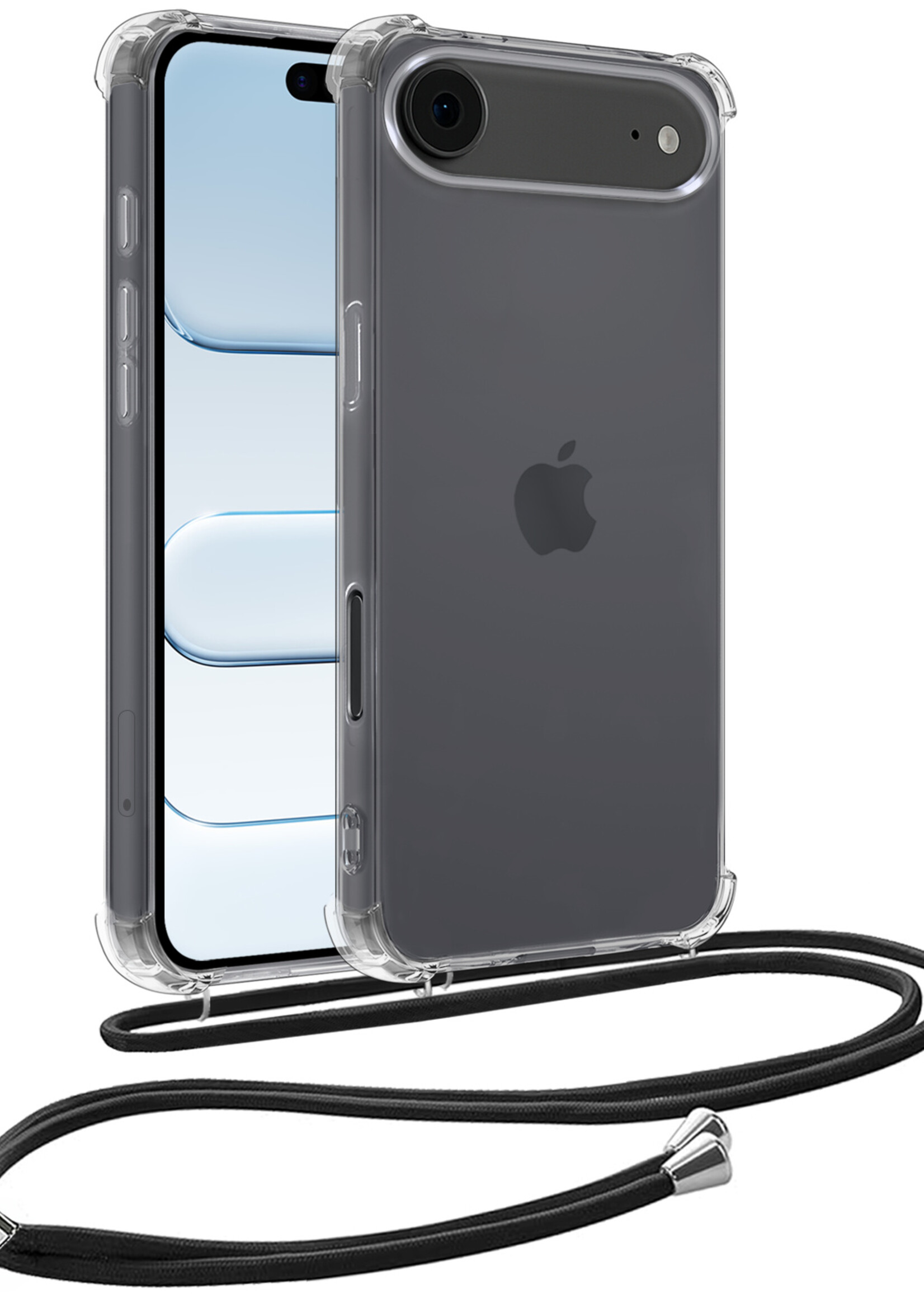 BTH BTH iPhone Air Hoesje Transparant Shockproof Met Zwart Koord