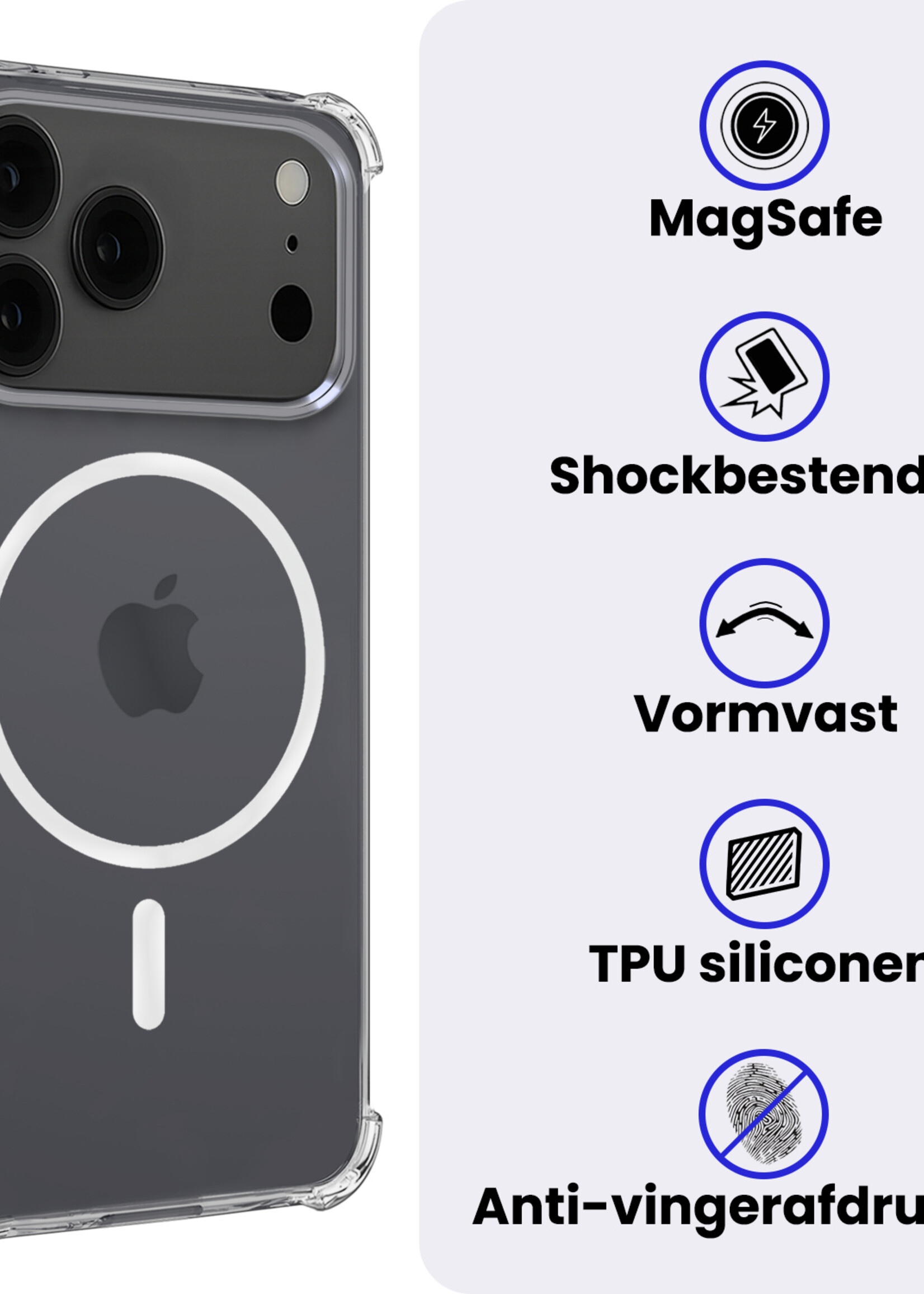 BTH BTH iPhone 17 Pro Max Magsafe Hoesje Transparant Met Screenprotector