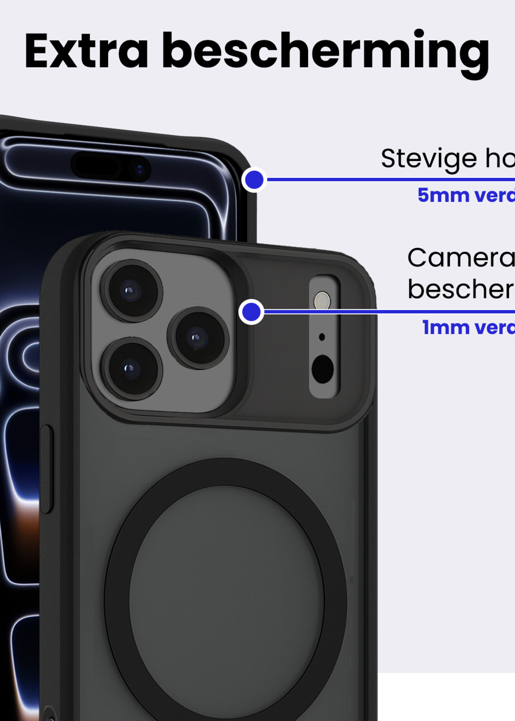 BTH BTH iPhone 17 Pro Magsafe Hoesje Zwart Met 2x Screenprotector