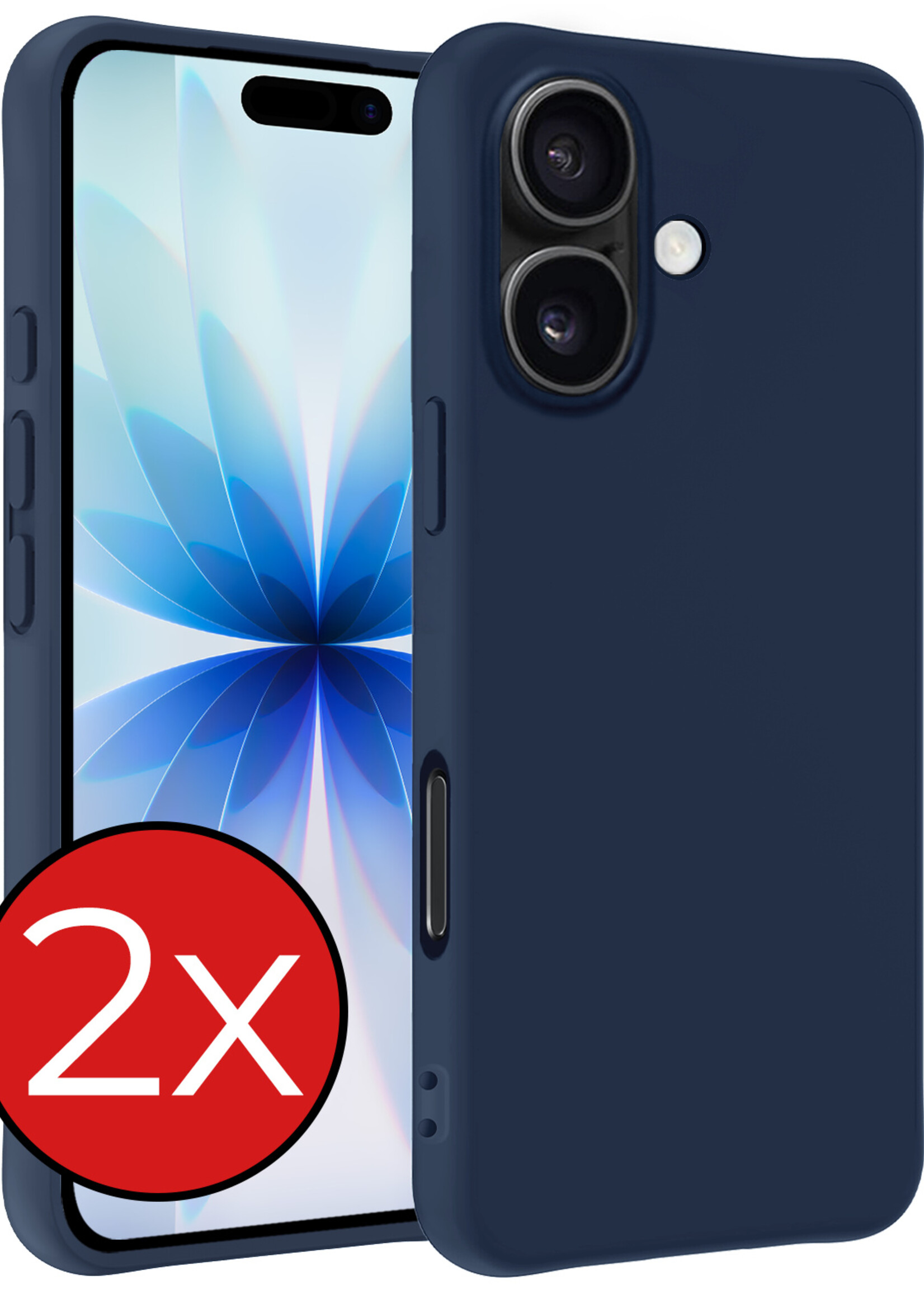 BTH BTH iPhone 17 Hoesje Siliconen - Donkerblauw - 2 PACK