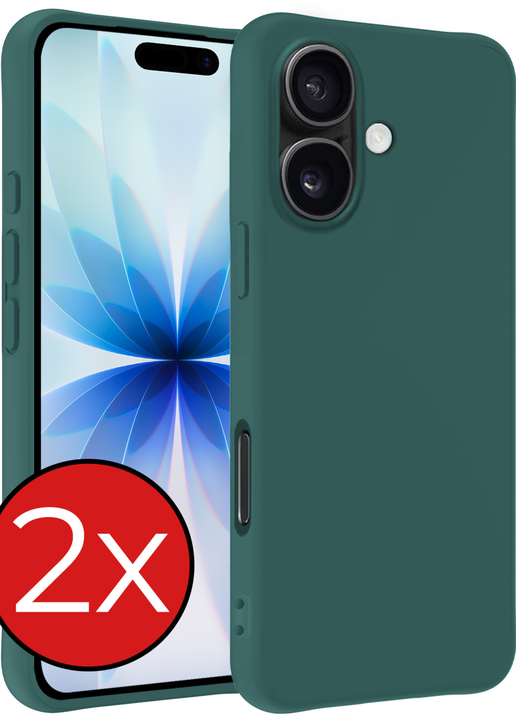 BTH BTH iPhone 17 Hoesje Siliconen - Donkergroen - 2 PACK