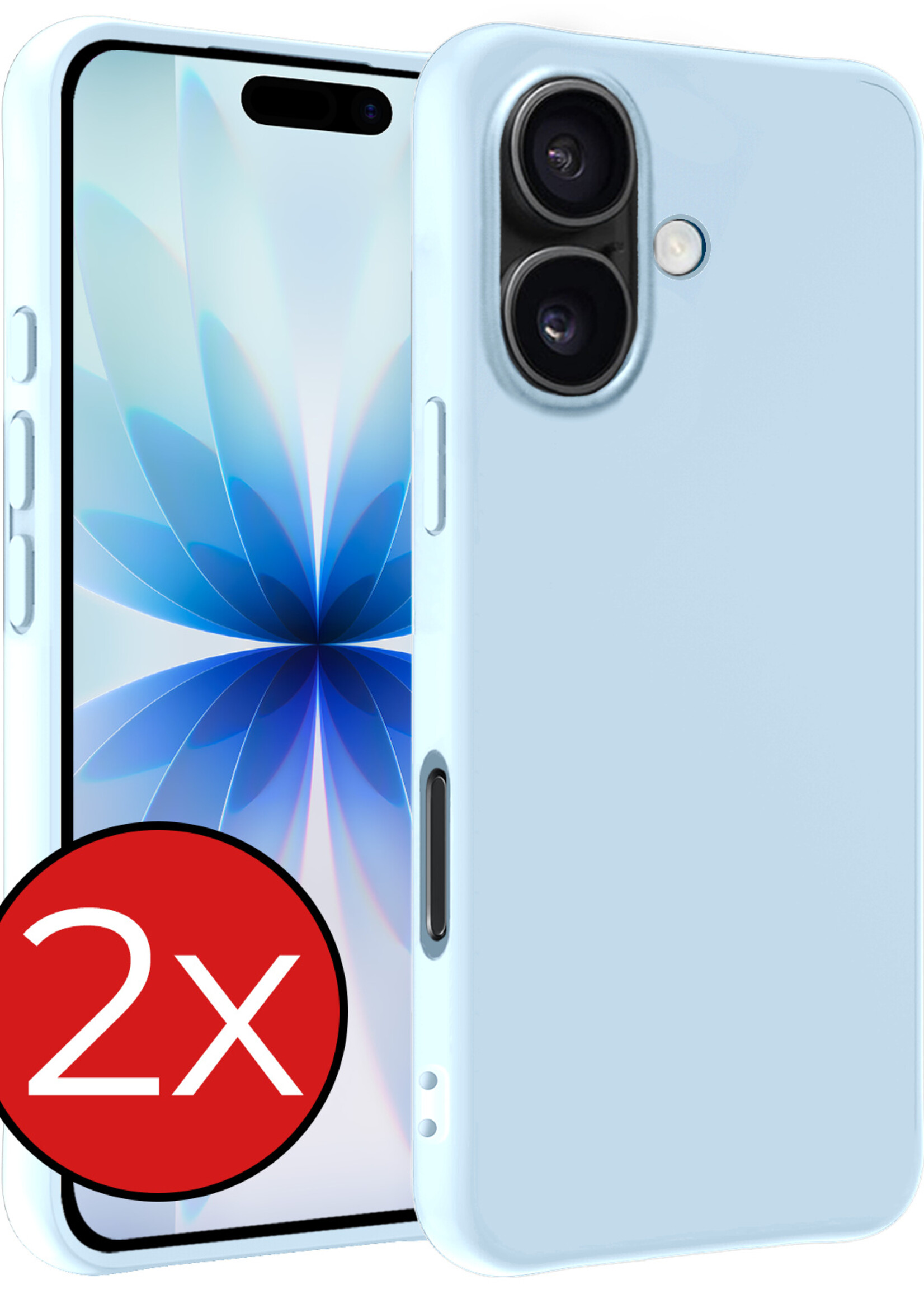 BTH BTH iPhone 17 Hoesje Siliconen - Lichtblauw - 2 PACK