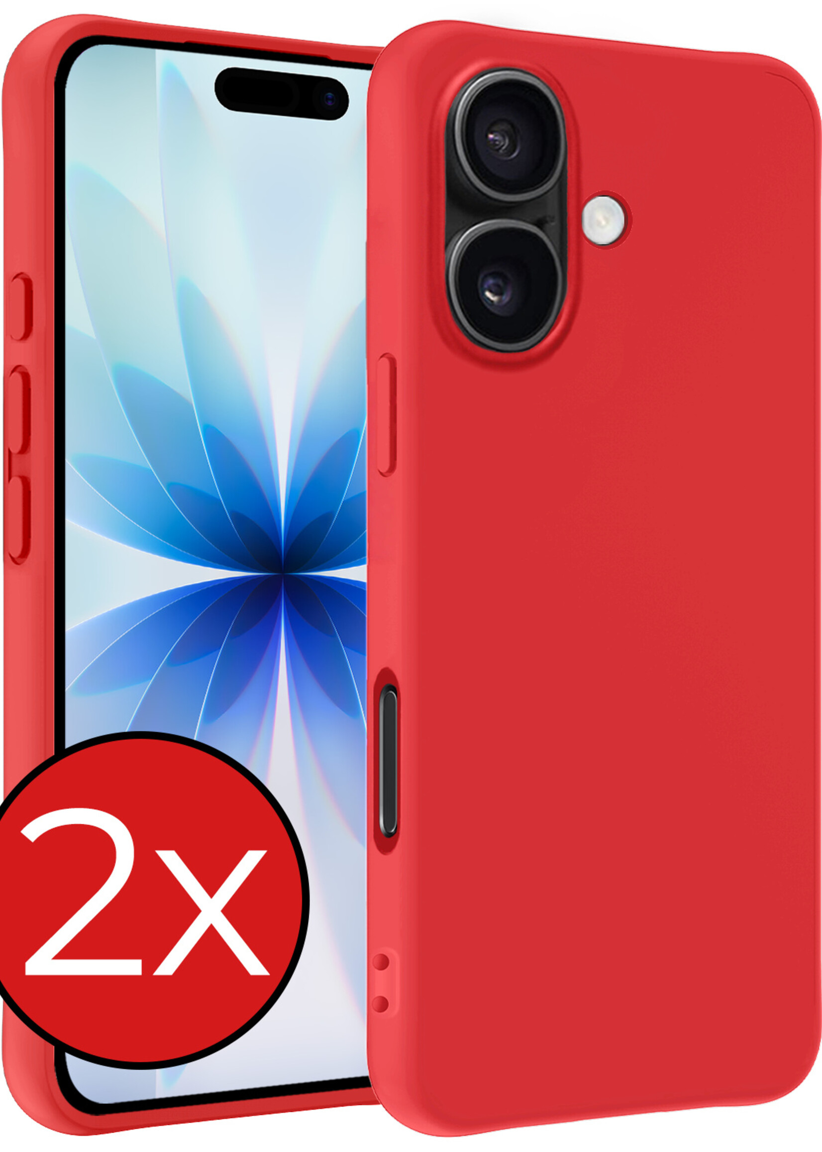 BTH BTH iPhone 17 Hoesje Siliconen - Rood - 2 PACK