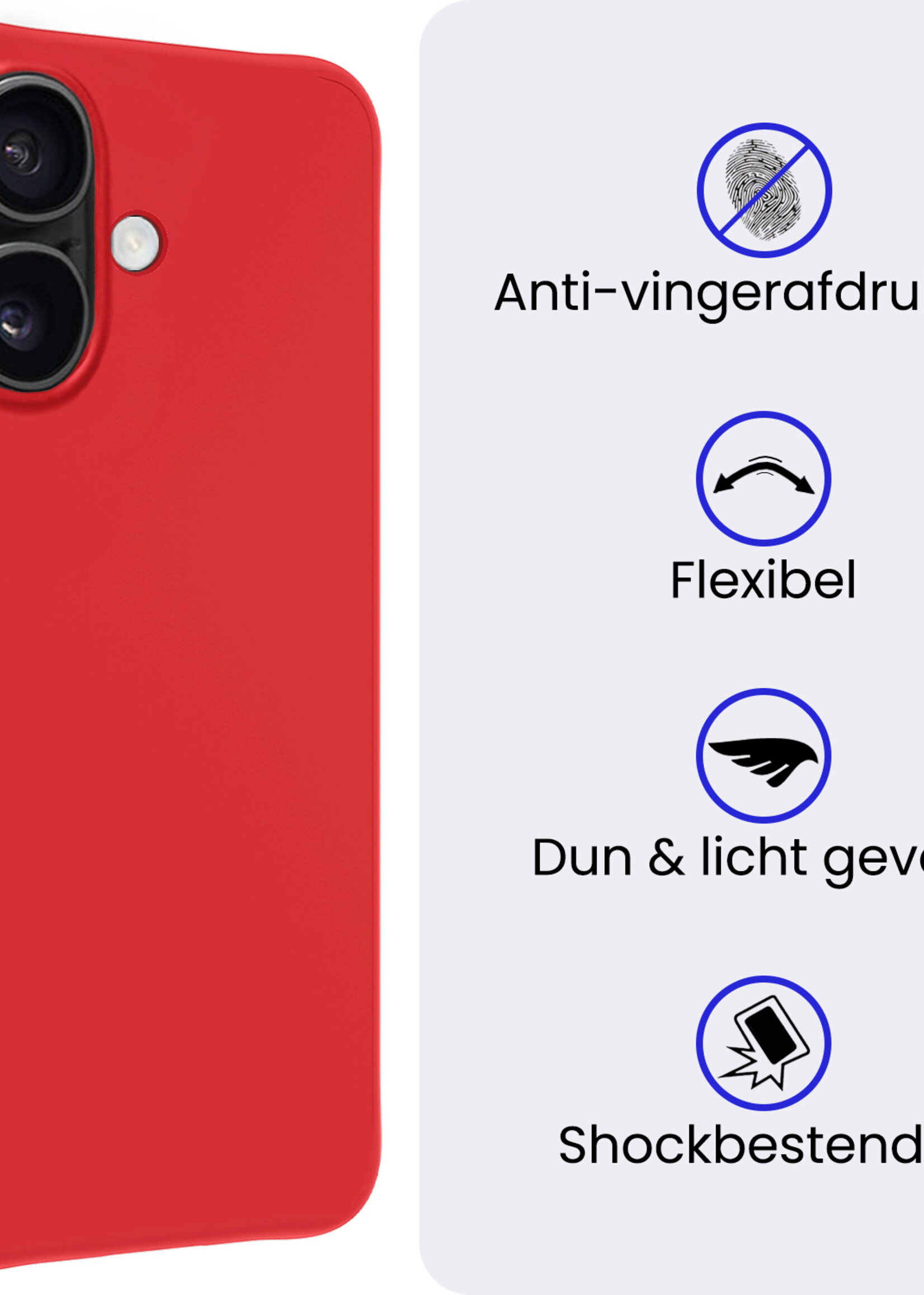 BTH BTH iPhone 17 Hoesje Siliconen - Rood - 2 PACK