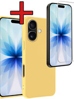 BTH BTH iPhone 17 Hoesje Siliconen Met Screenprotector Met Dichte Notch - Geel