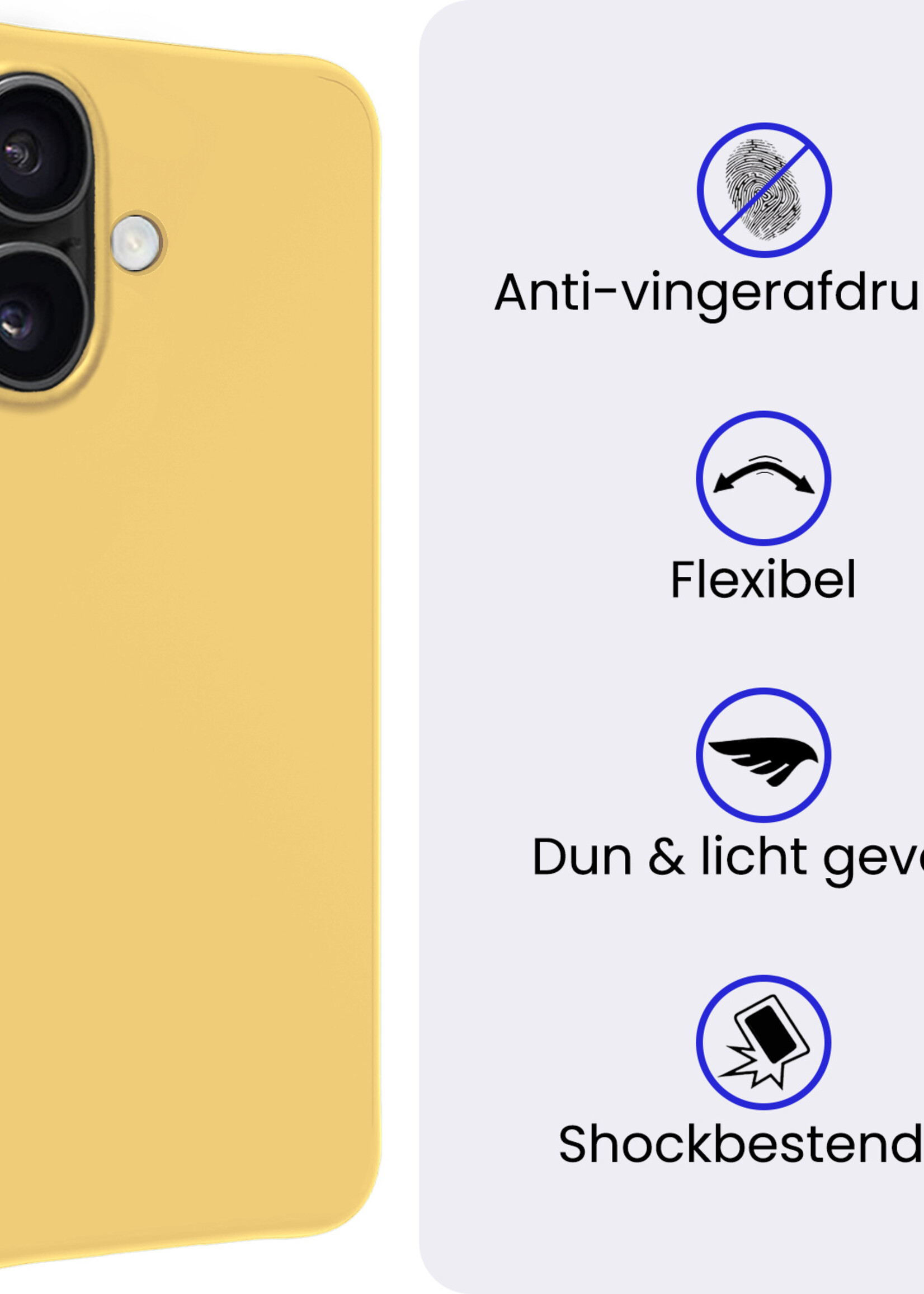 BTH BTH iPhone 17 Hoesje Siliconen Met Screenprotector Met Dichte Notch - Geel