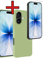 BTH BTH iPhone 17 Hoesje Siliconen Met Screenprotector Met Dichte Notch - Groen