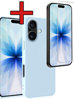 BTH BTH iPhone 17 Hoesje Siliconen Met Screenprotector Met Dichte Notch - Lichtblauw