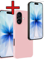 BTH BTH iPhone 17 Hoesje Siliconen Met Screenprotector Met Dichte Notch - Lichtroze