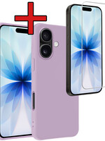 BTH BTH iPhone 17 Hoesje Siliconen Met Screenprotector Met Dichte Notch - Lila