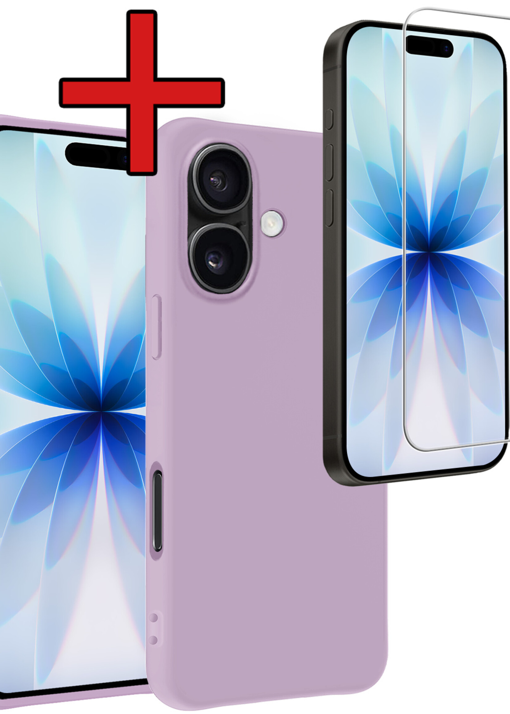 BTH BTH iPhone 17 Hoesje Siliconen Met Screenprotector Met Dichte Notch - Lila