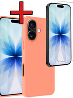 BTH BTH iPhone 17 Hoesje Siliconen Met Screenprotector Met Dichte Notch - Perzik