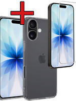 BTH BTH iPhone 17 Hoesje Siliconen Met Screenprotector Met Dichte Notch - Transparant