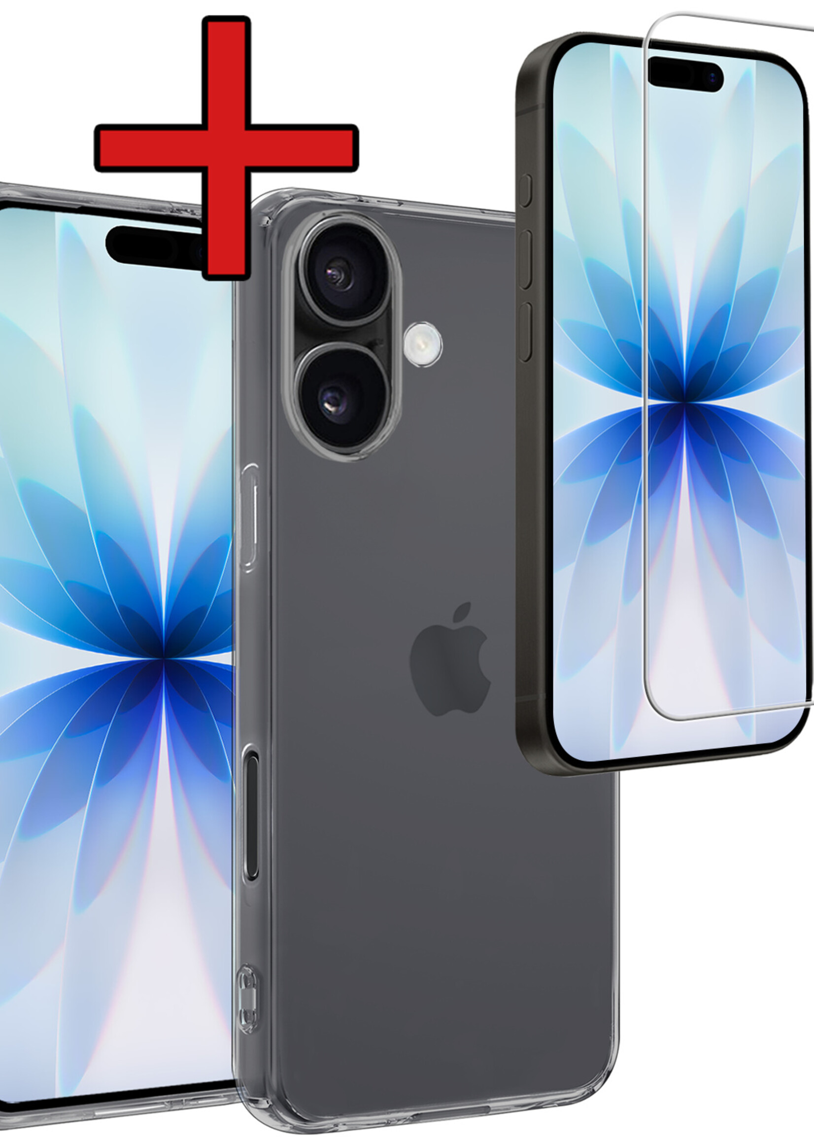 BTH BTH iPhone 17 Hoesje Siliconen Met Screenprotector Met Dichte Notch - Transparant