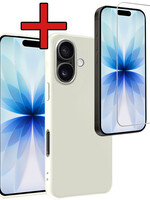 BTH BTH iPhone 17 Hoesje Siliconen Met Screenprotector Met Dichte Notch - Wit