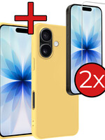 BTH BTH iPhone 17 Hoesje Siliconen Met 2x Screenprotector Met Dichte Notch - Geel