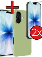 BTH BTH iPhone 17 Hoesje Siliconen Met 2x Screenprotector Met Dichte Notch - Groen