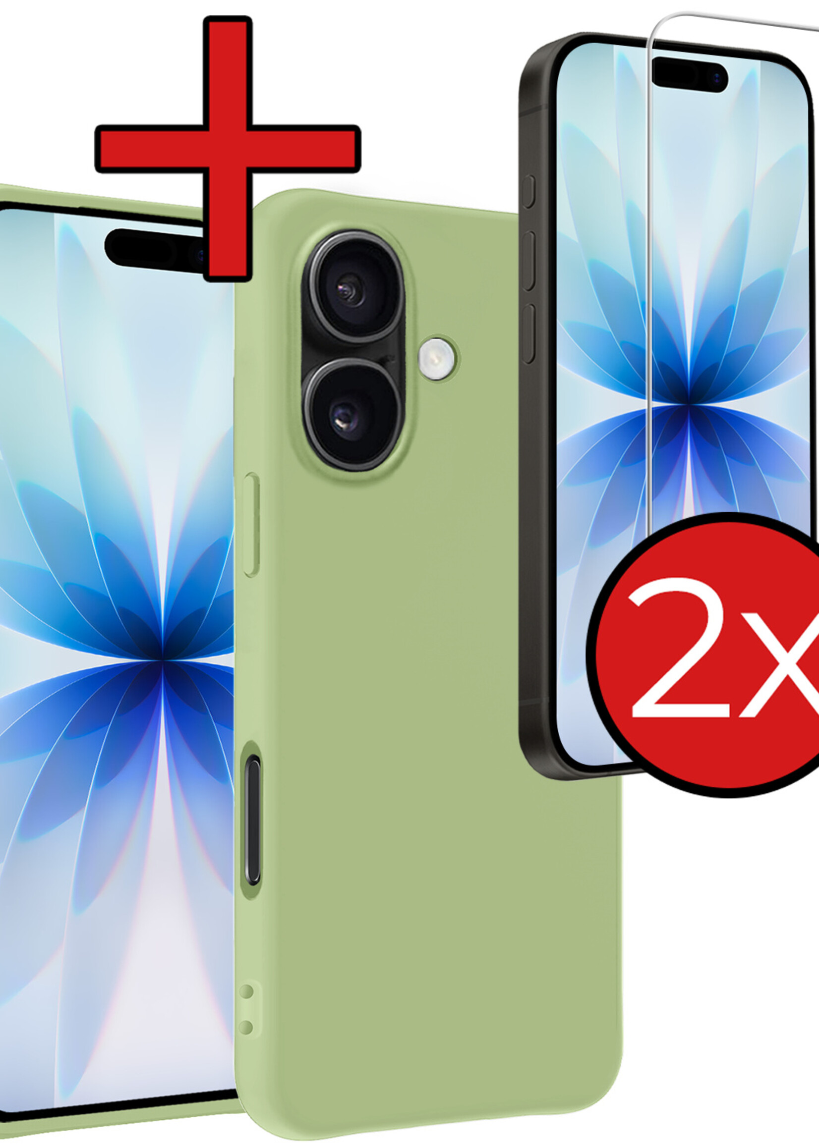 BTH BTH iPhone 17 Hoesje Siliconen Met 2x Screenprotector Met Dichte Notch - Groen