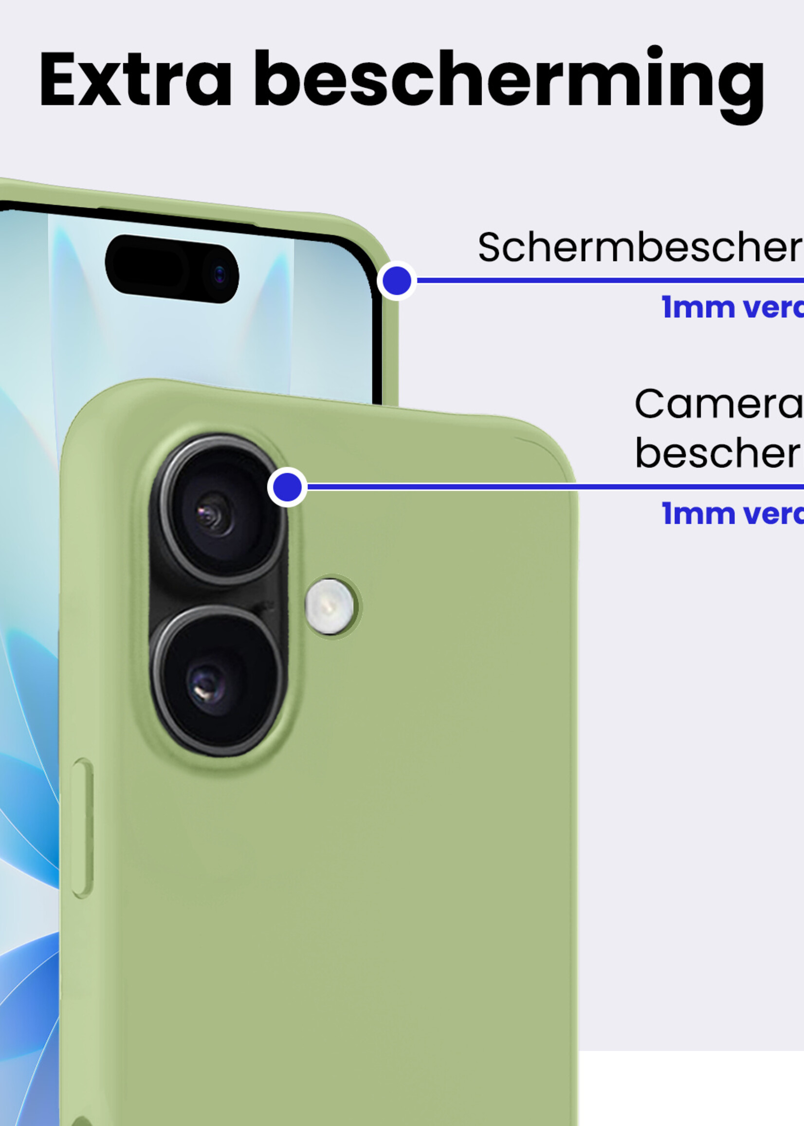 BTH BTH iPhone 17 Hoesje Siliconen Met 2x Screenprotector Met Dichte Notch - Groen