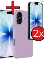 BTH BTH iPhone 17 Hoesje Siliconen Met 2x Screenprotector Met Dichte Notch - Lila