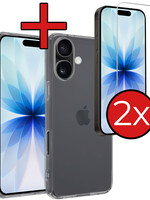 BTH BTH iPhone 17 Hoesje Siliconen Met 2x Screenprotector Met Dichte Notch - Transparant