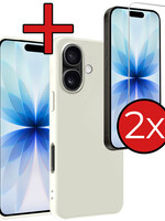 BTH BTH iPhone 17 Hoesje Siliconen Met 2x Screenprotector Met Dichte Notch - Wit
