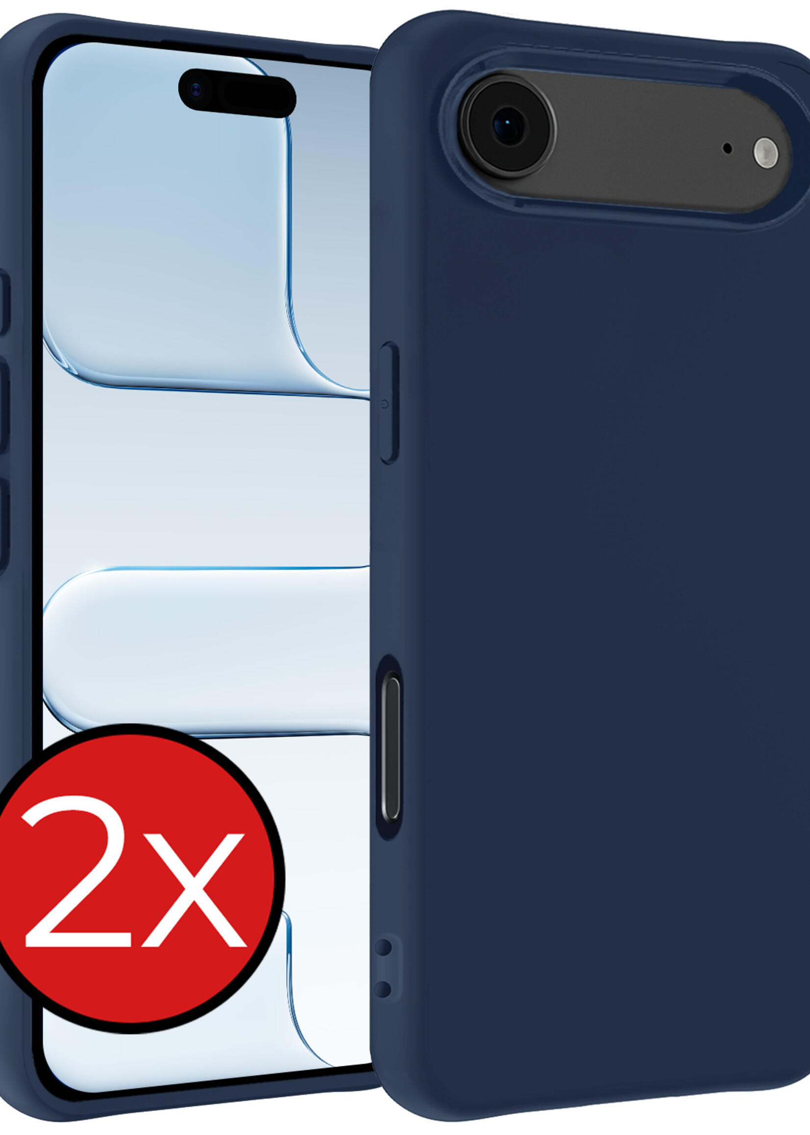 BTH BTH iPhone Air Hoesje Siliconen - Donkerblauw - 2 PACK