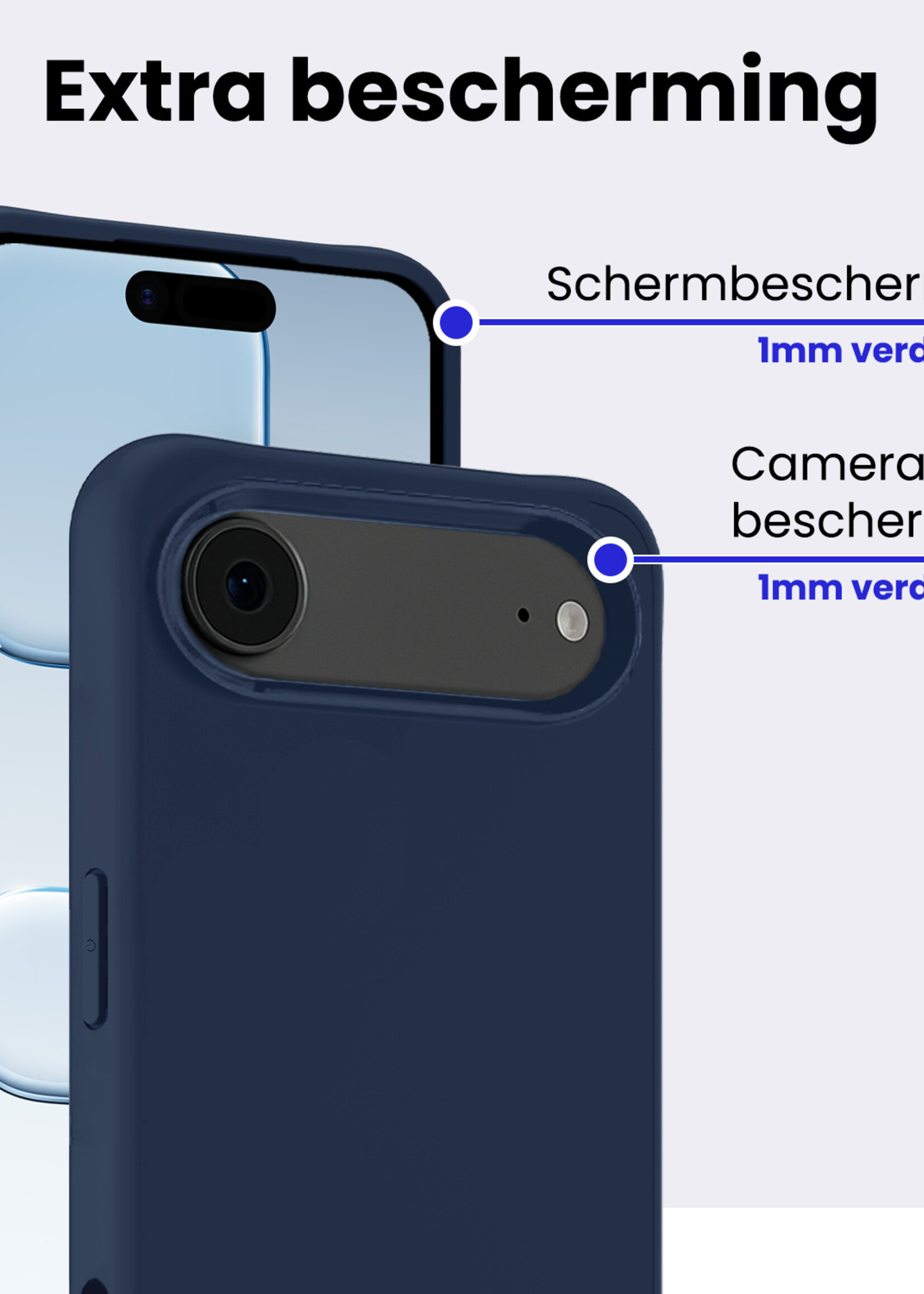 BTH BTH iPhone Air Hoesje Siliconen - Donkerblauw - 2 PACK